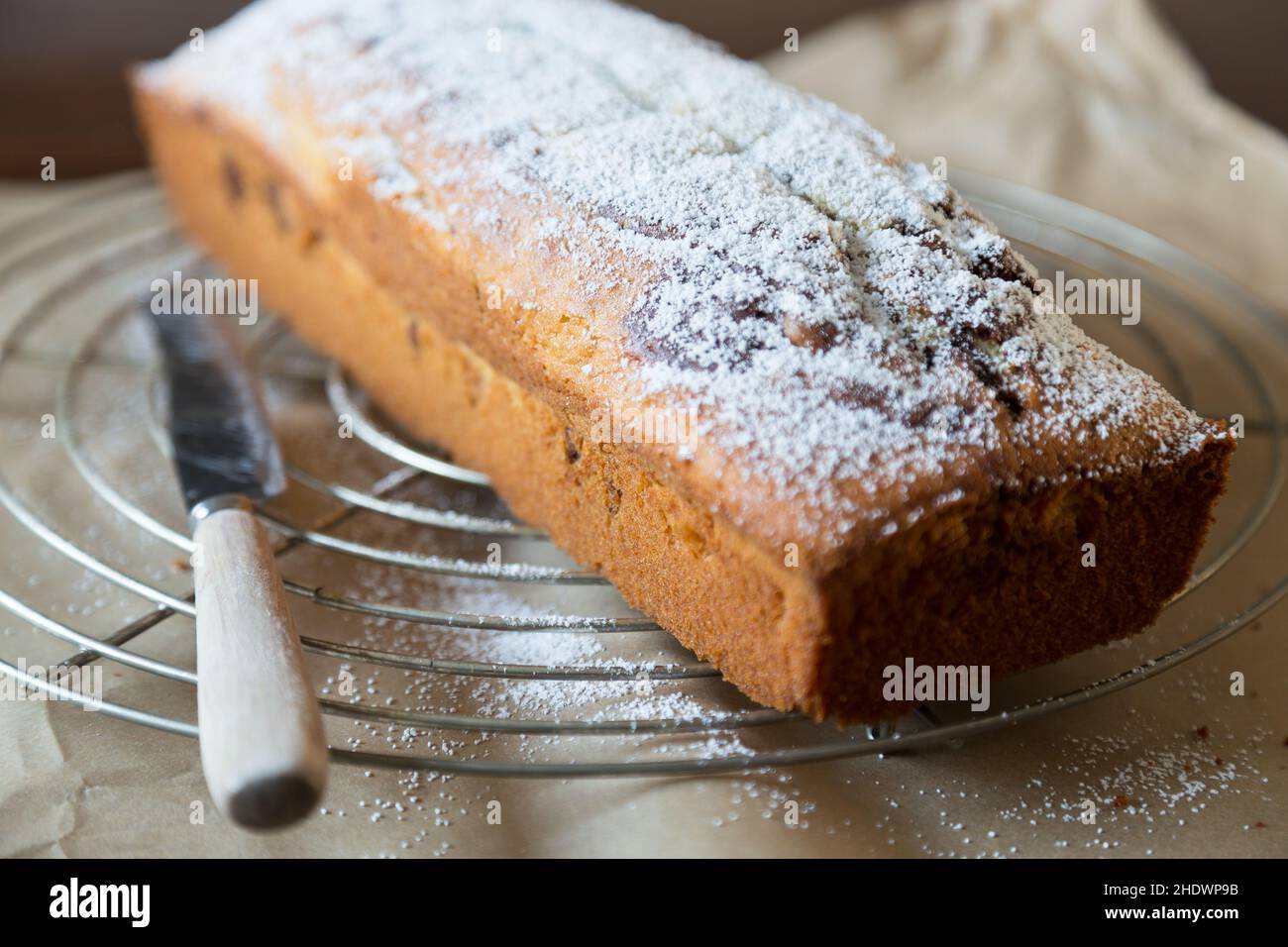 desserts, sucre en poudre, gâteaux de marbre, desserts, sucres en poudre,gâteaux de marbre Banque D'Images