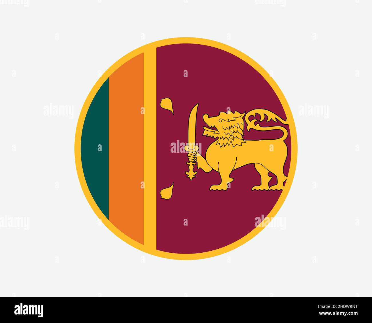 Drapeau national du Sri Lanka.Drapeau national du cercle sri-lankais.Bannière circulaire de la République socialiste démocratique du Sri Lanka.Vecteur EPS Ill Illustration de Vecteur