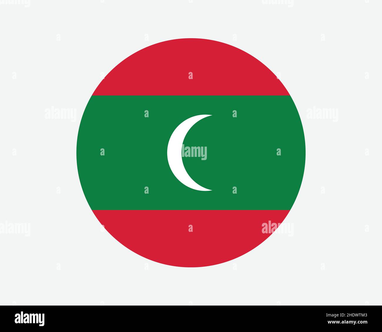 Drapeau national rond des Maldives.Drapeau national du cercle maldivien.Bannière bouton de forme circulaire de la République des Maldives.Illustration du vecteur EPS. Illustration de Vecteur