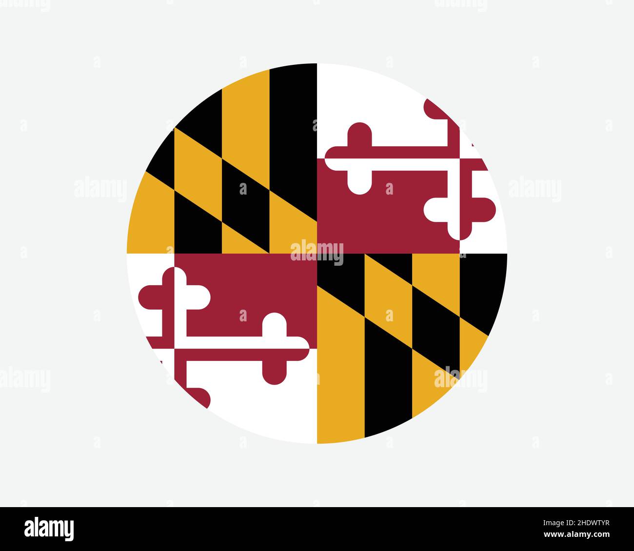 Drapeau national rond des États-Unis du Maryland.MD, drapeau circulaire US.État du Maryland, États-Unis d'Amérique bannière de bouton de forme circulaire.Illustration du vecteur EPS. Illustration de Vecteur