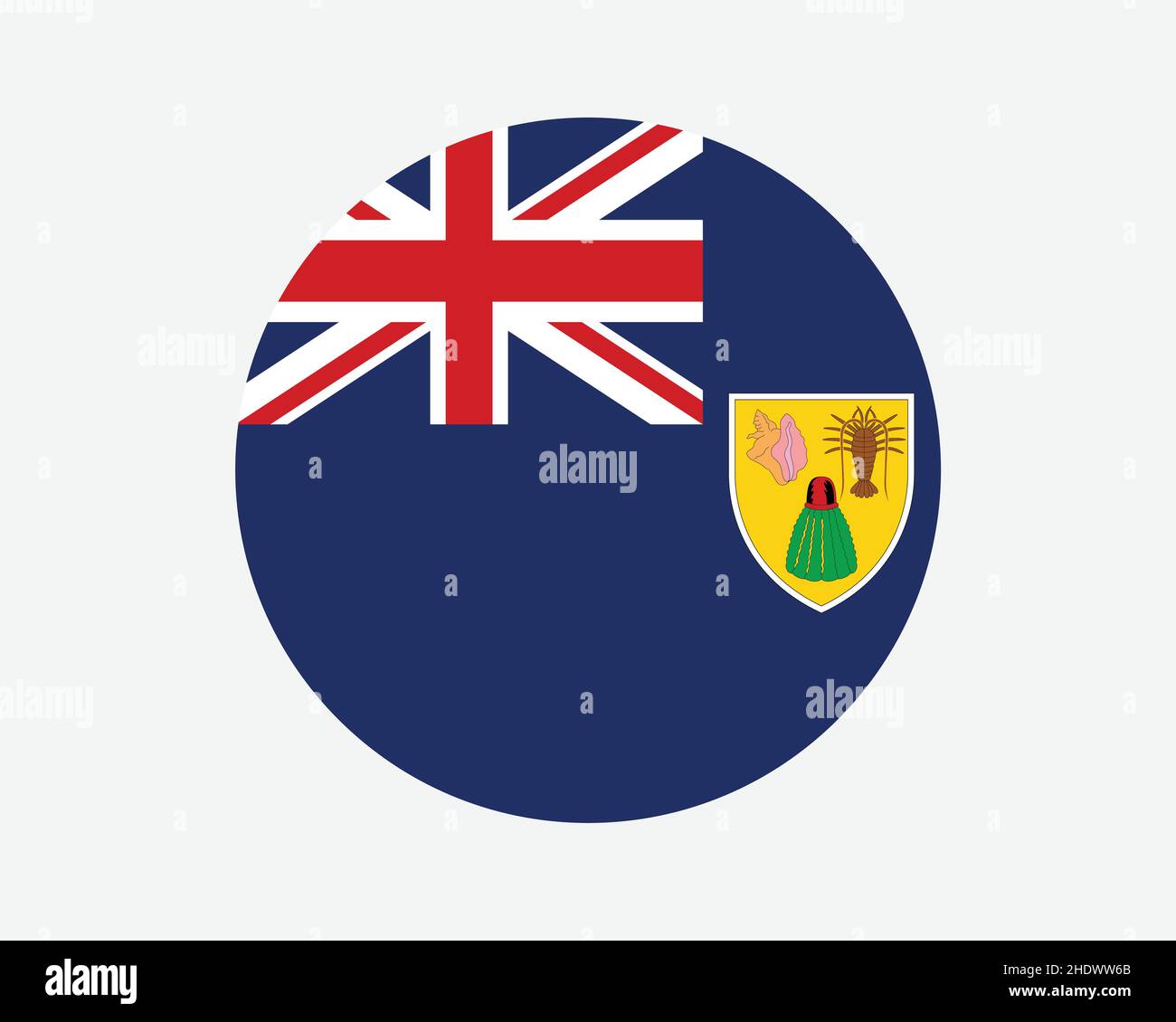 Drapeau rond des îles Turks et Caicos.Indicateur de cercle TCI.British Overseas Territory UK Royaume-Uni bannière de bouton circulaire.Vecteur EPS Illustreti Illustration de Vecteur