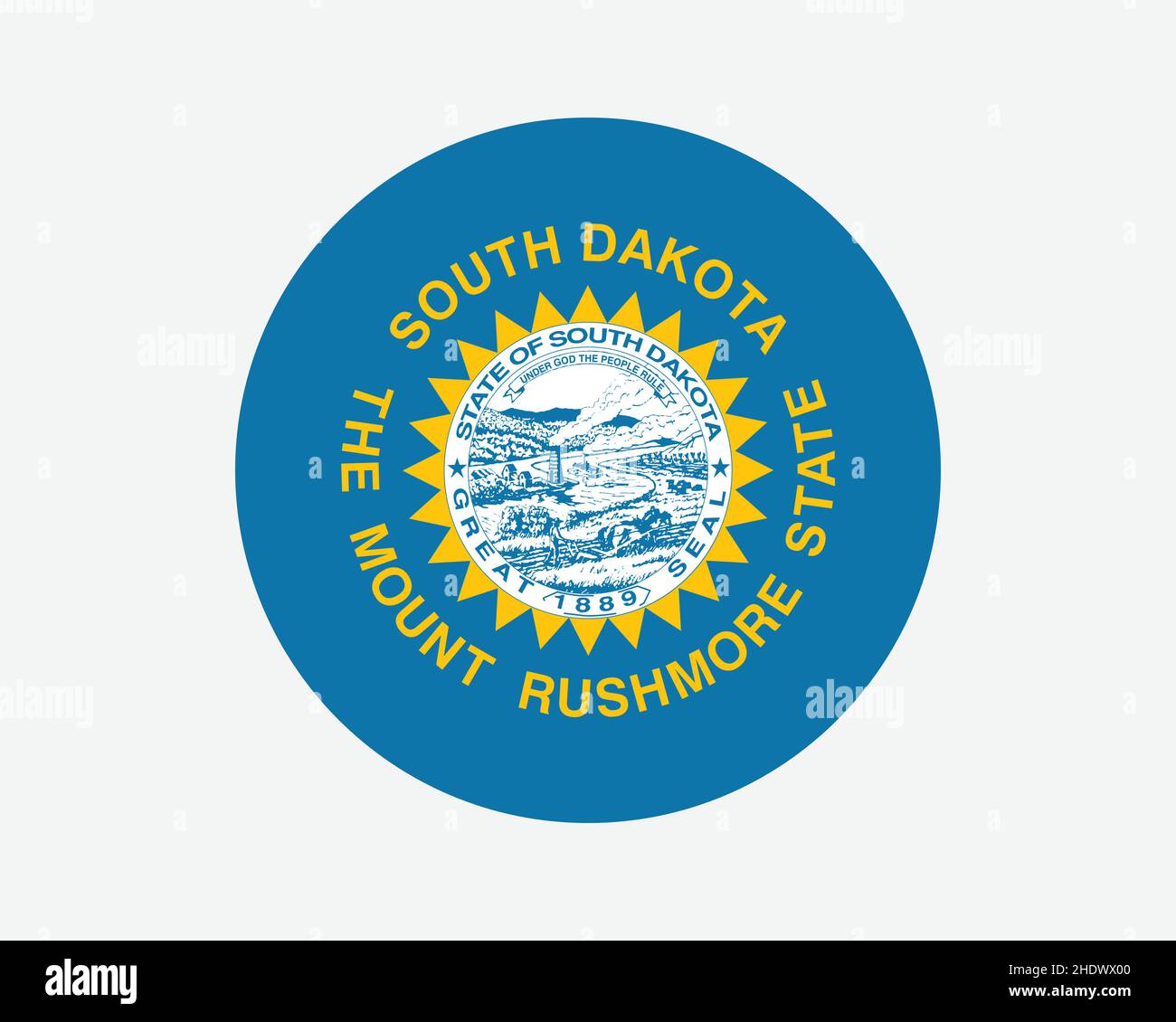 Dakota du Sud drapeau d'État rond des États-Unis.SD, drapeau circulaire US.État du Dakota du Sud, États-Unis d'Amérique bannière de bouton à forme circulaire.Illustration du vecteur EPS Illustration de Vecteur
