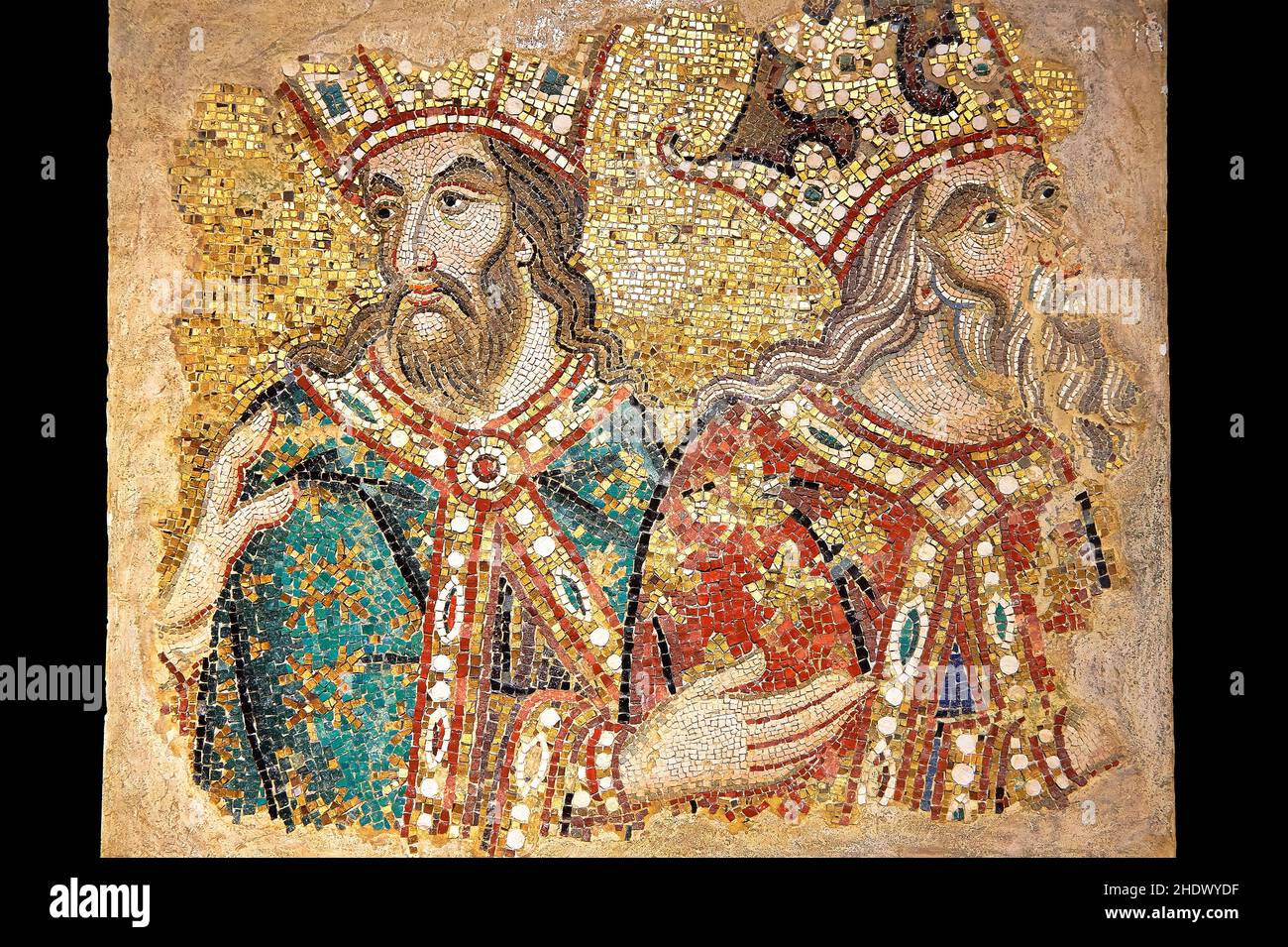 14th fragments de mosaïque du siècle des Magi (Rois) rencontrant le roi Hérode du mur ouest de l'ante baptistère.Basilique Saint-Marc (Basili de Saint-Marc Banque D'Images