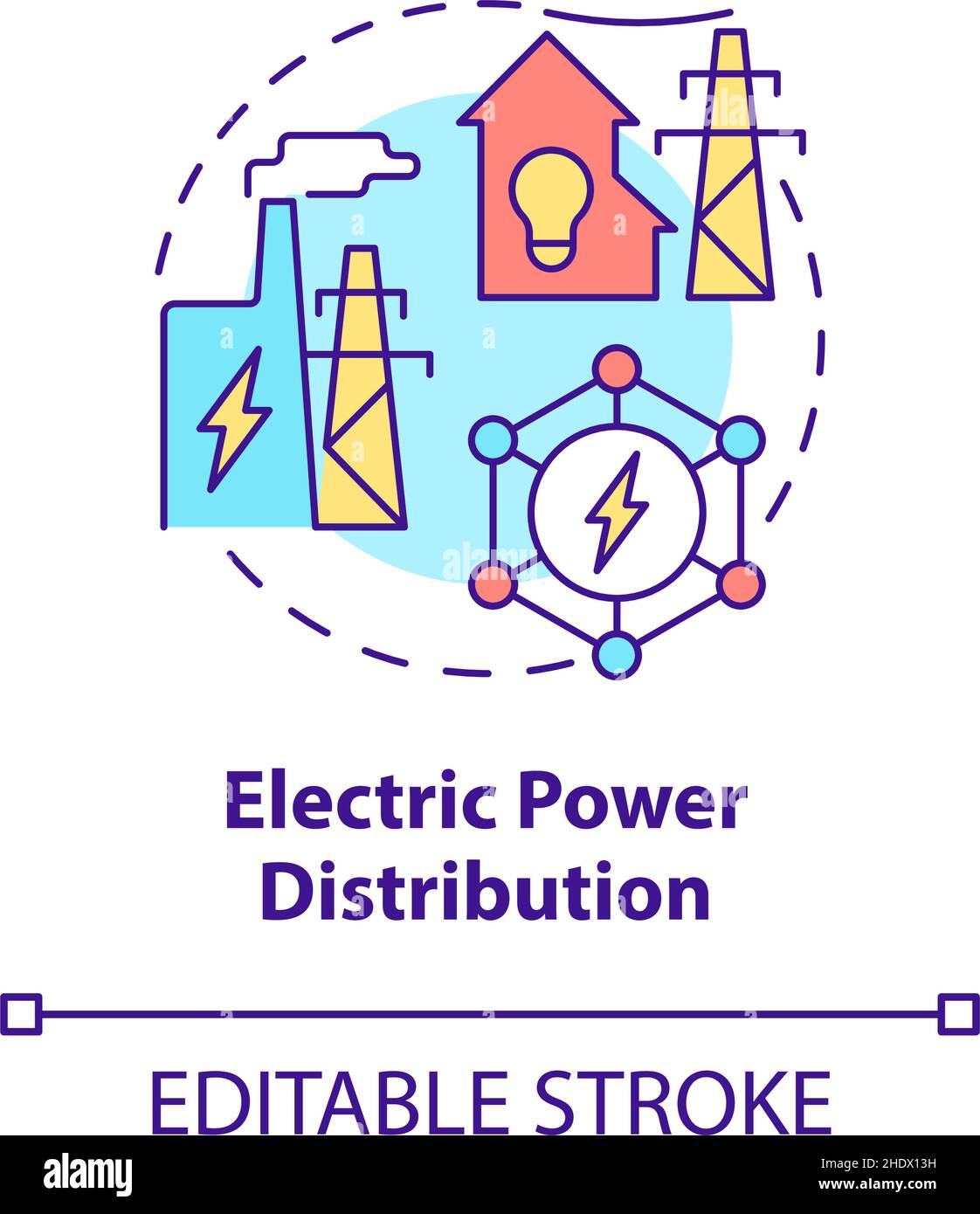Icône de concept de distribution électrique Illustration de Vecteur