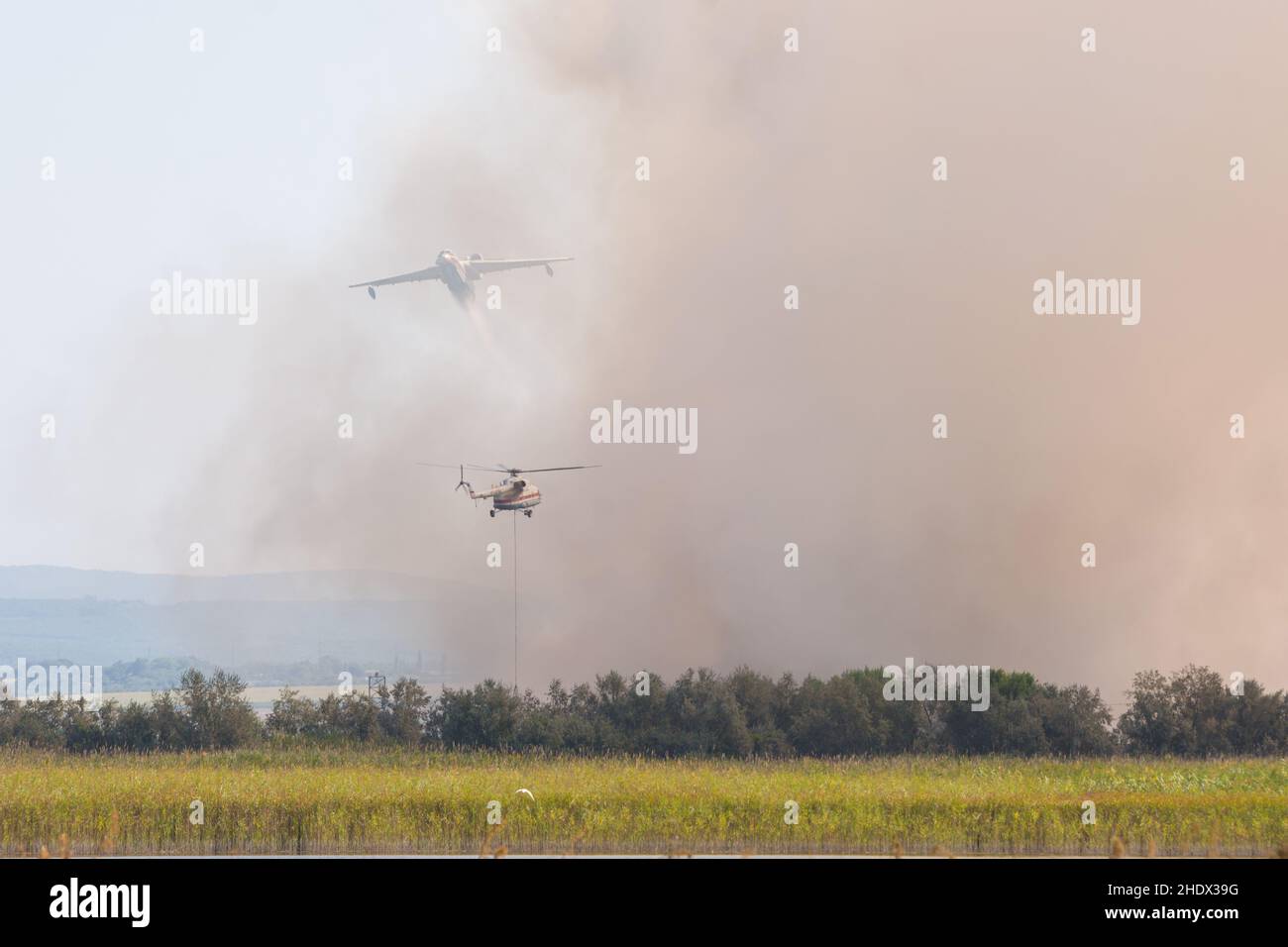 hydravion, lutte contre les incendies, incendie de quench, hydravion, feu,extinction des incendies Banque D'Images