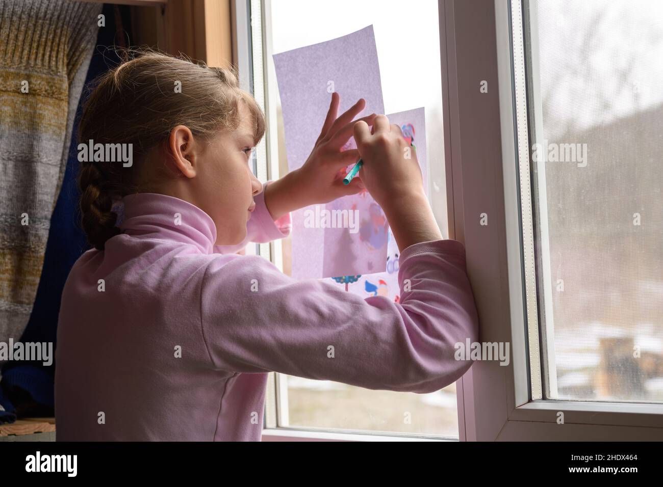 peinture, lumière de fenêtre, dessin Banque D'Images