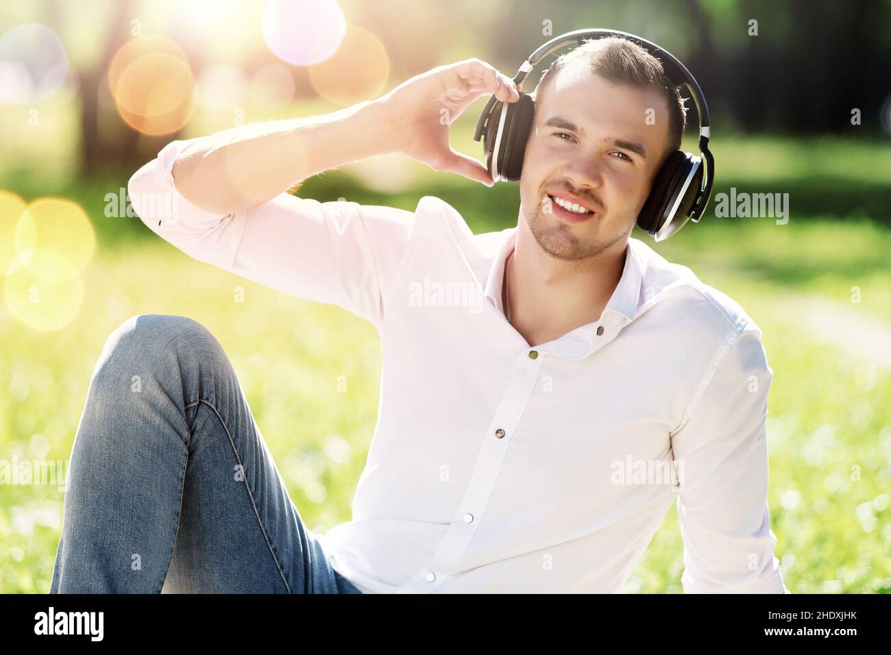 été, écouteurs, musique d'écoute, étés, écouteurs,écouteurs, casque, musique d'écoute Banque D'Images