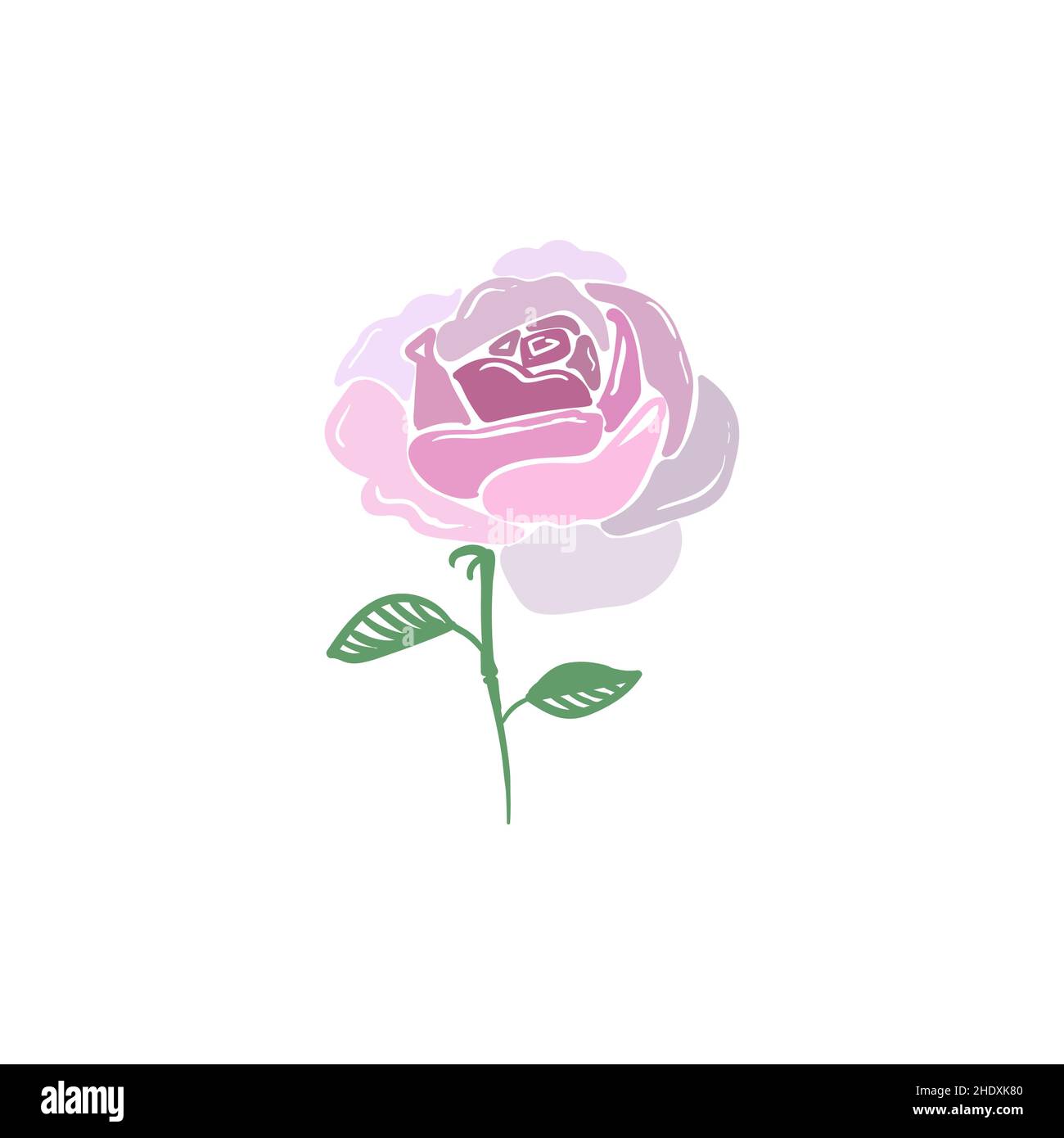 Rose abstraite isolée sur fond blanc.Illustration de stock tendance pour votre design.Illustration vectorielle.éléments de conception de fleurs roses. Illustration de Vecteur