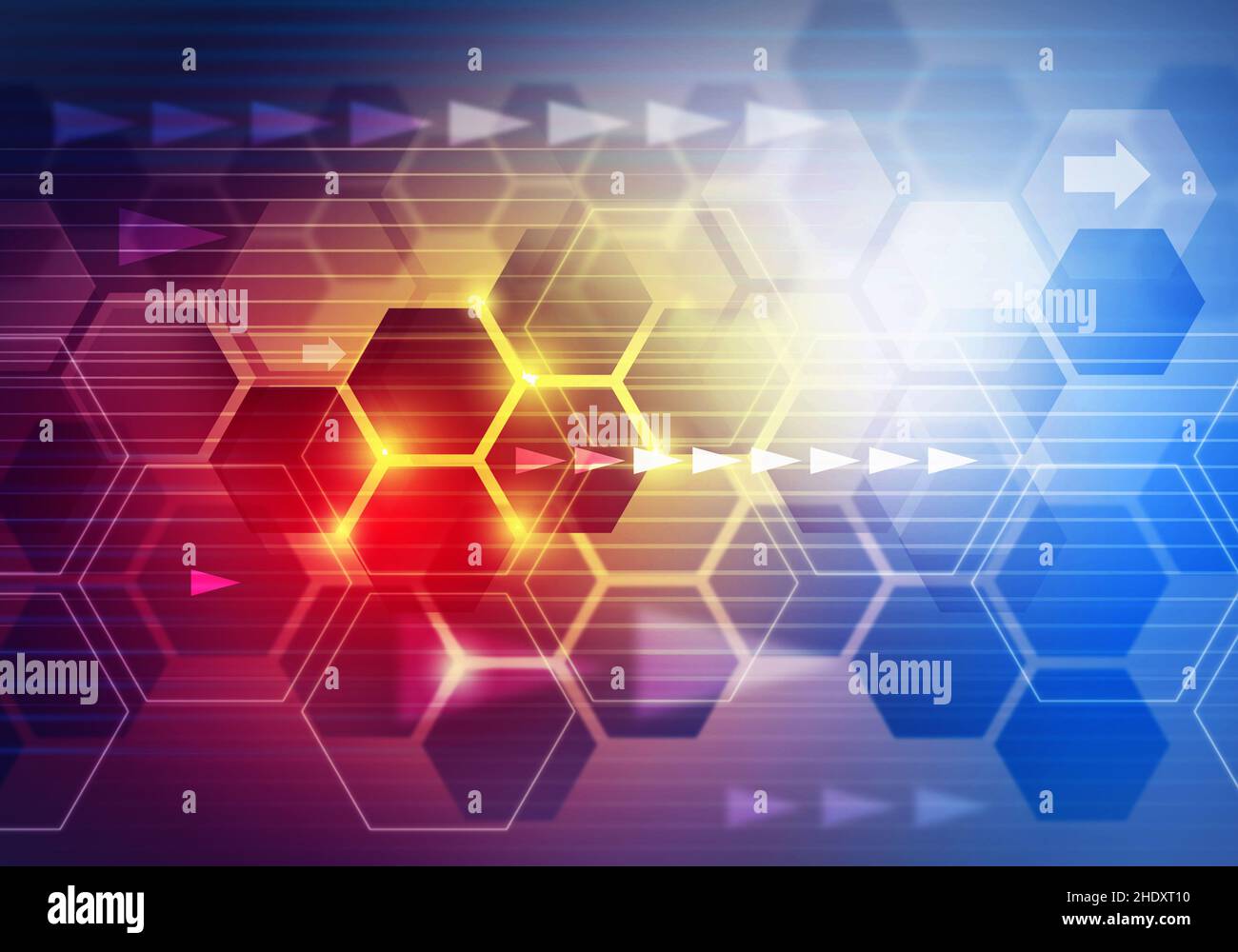 flèche, numérique, virtuel, motif nid d'abeille, flèches,digitaux, virtuels, motifs en nid d'abeille Banque D'Images