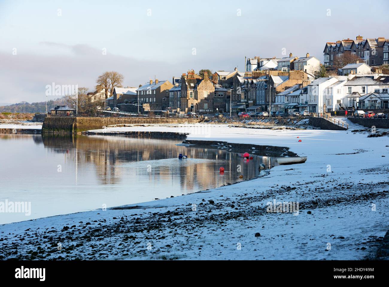 Snow, Arnside, Milnthorpe, Cumbria, Royaume-Uni Banque D'Images