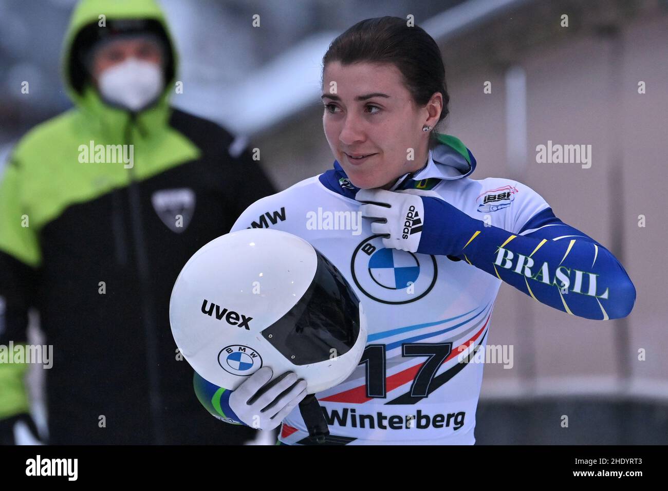 Winterberg, Allemagne.07th janvier 2022.WINTERBERG, ALLEMAGNE - JANVIER 7: Nicole Rocha Silveira du Brésil participe au Skeleton féminin pendant la BMW IBSF Bob & Skeleton Weltcup Women's 21/22 à VELTINS-EisArena le 7 janvier 2022 à Winterberg, Allemagne (photo de Patrick Goosen/Orange Pictures) crédit: Orange pics BV/Alay Live News Banque D'Images
