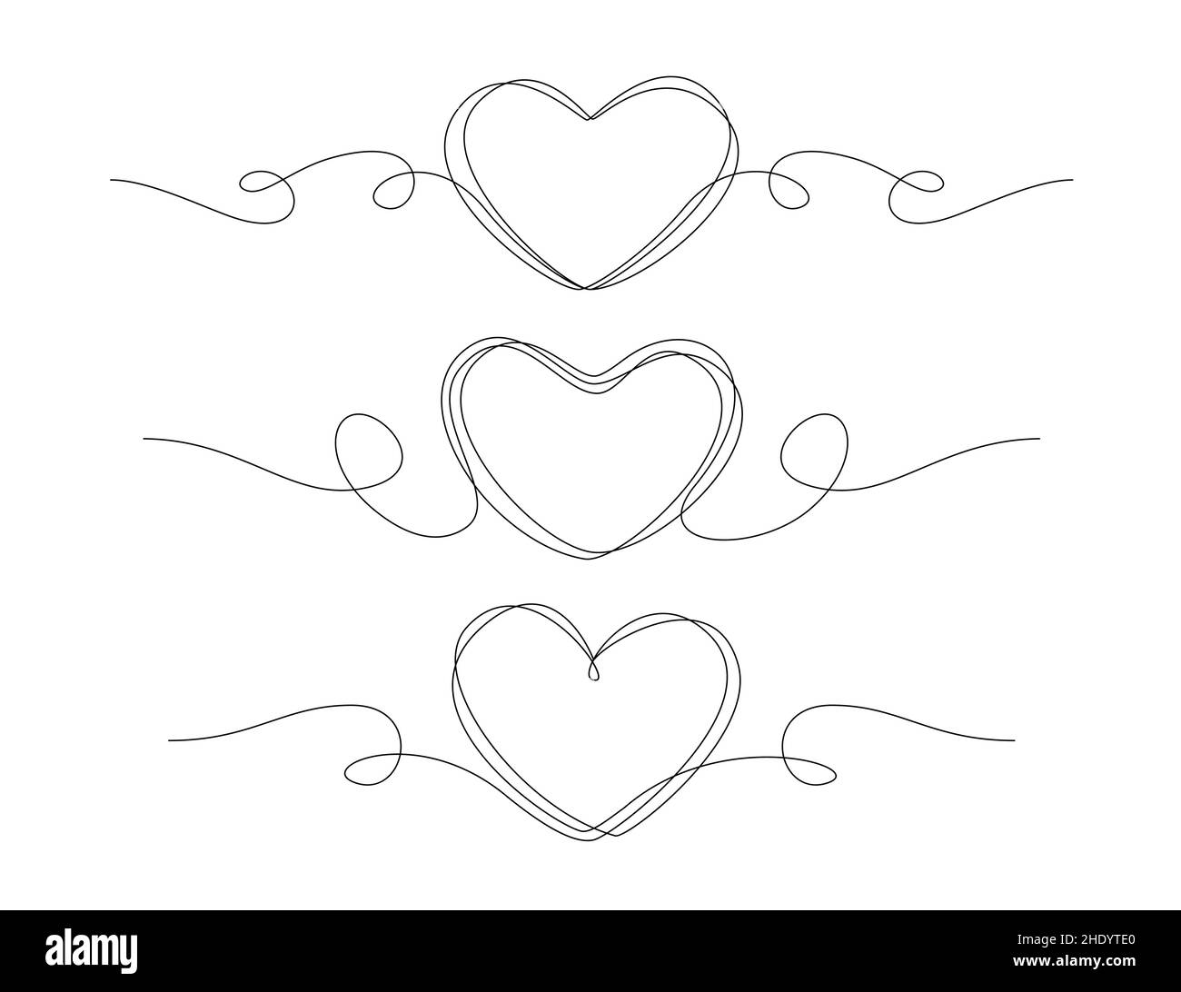 Coeur dessiné une ligne.Illustration vectorielle de mariage, d'esquisse de concept d'amour Illustration de Vecteur