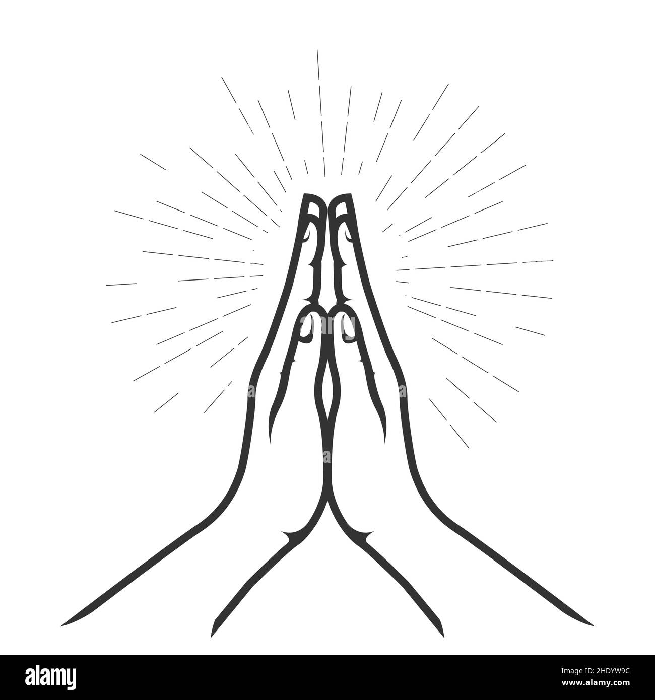 Mains pliées dans la prière, mains de paume à paume, bénédiction chrétienne dans la grâce, vecteur Illustration de Vecteur