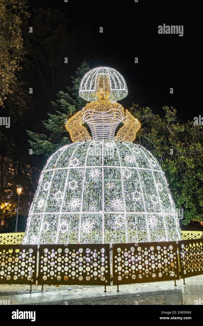 Noël décoration lumières à Madrid, Espagne Banque D'Images