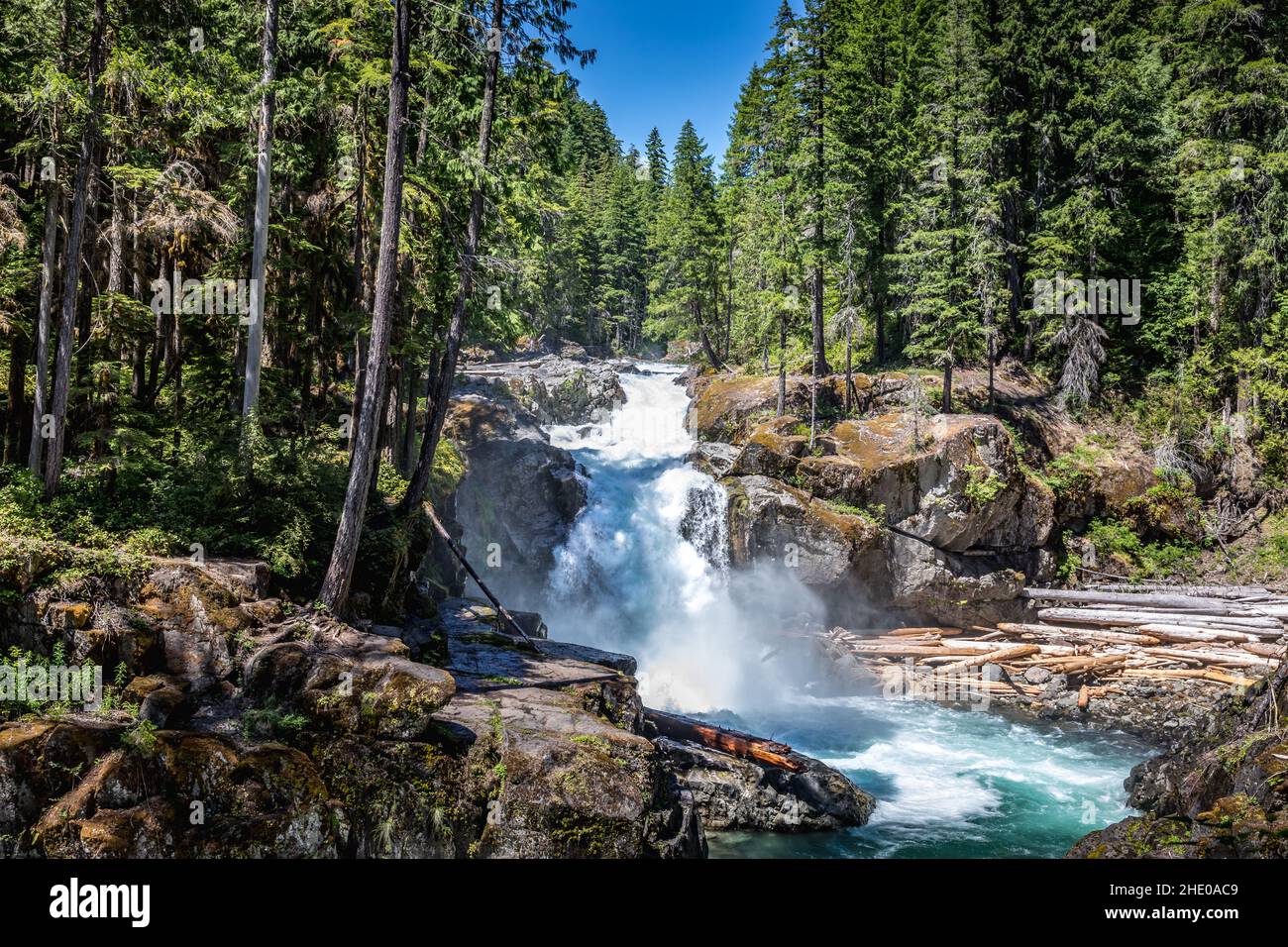 La chute d'eau Silver Falls dans le parc national du Mont Rainier, Wahsington USA Banque D'Images