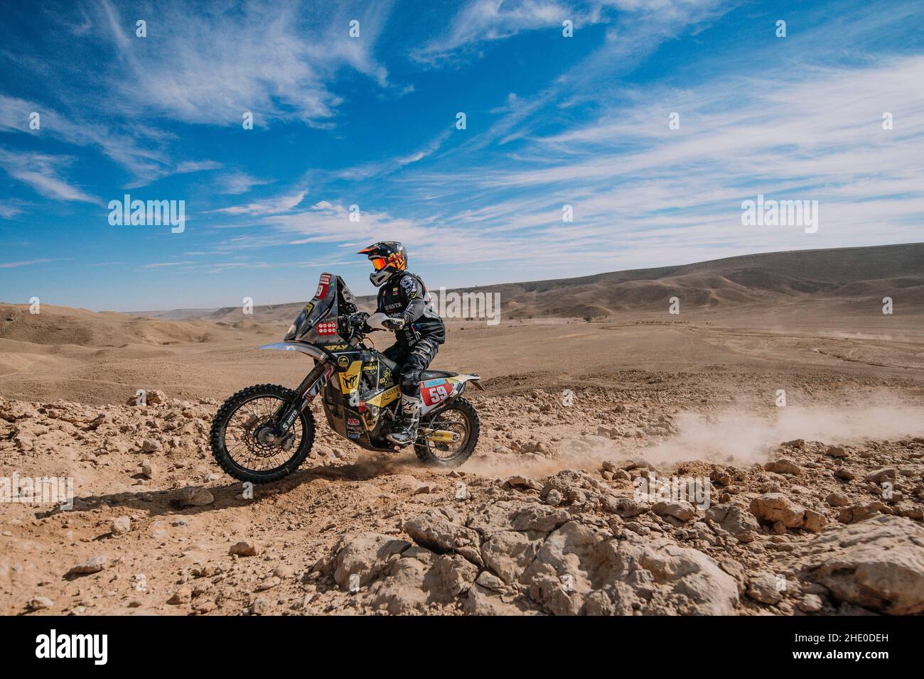 Riyad, Arabie Saoudite.07th janvier 2022.59 Pacheco Giordano (col), équipe de course de Galidoso, rallye KTM 450, moto, W2RC,Original par Motul, action pendant la phase 6 du Dakar Rally 2022 autour de Riyad, le 7th 2022 janvier à Riyad, Arabie Saoudite - photo Julien Delfosse / DPPI crédit: DPPI Media/Alay Live News Banque D'Images