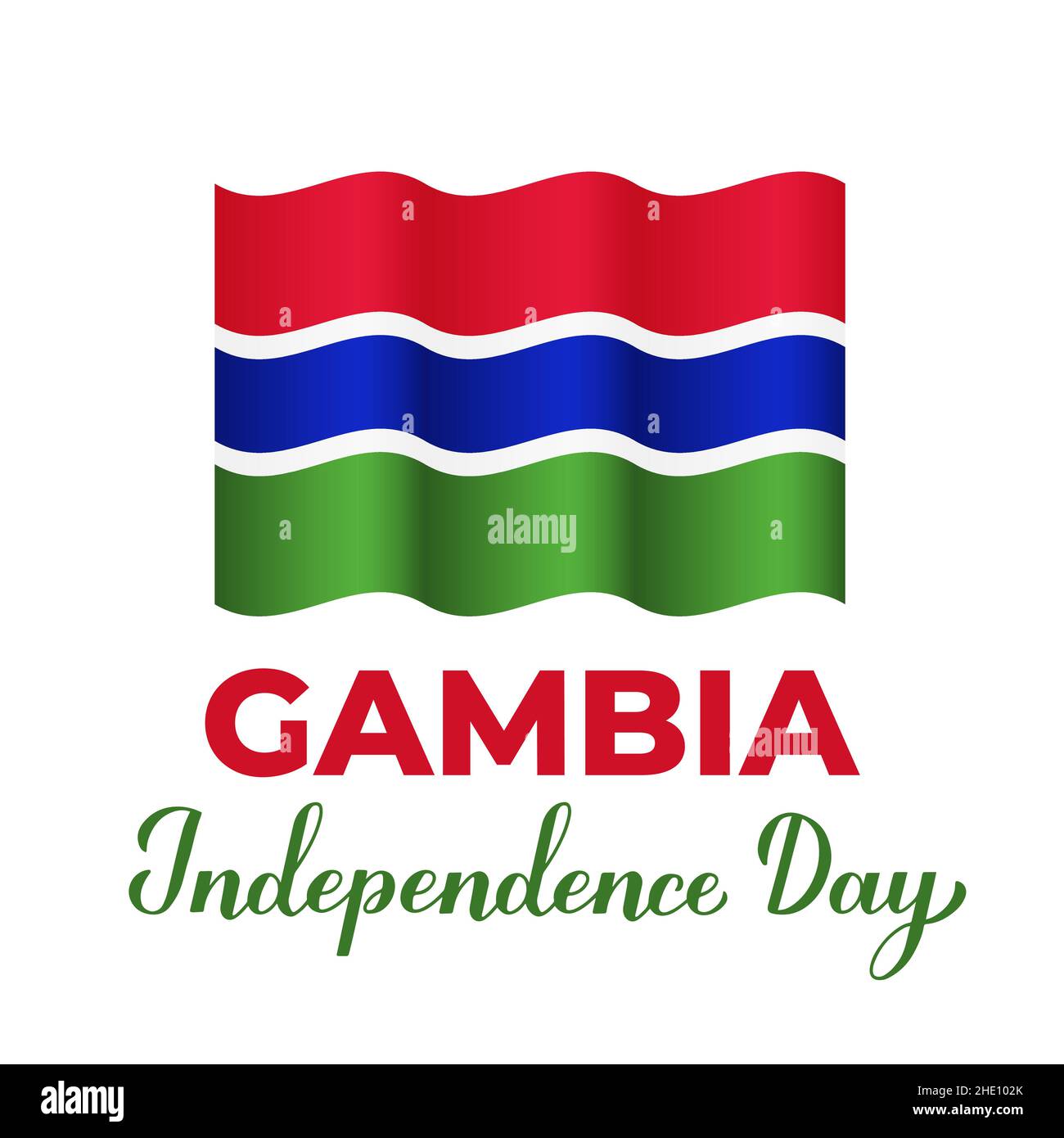 Affiche typographique du jour de l'indépendance de la Gambie.Fête nationale célébrée le 18 février.Modèle vectoriel pour bannière, carte de vœux, prospectus, etc Illustration de Vecteur