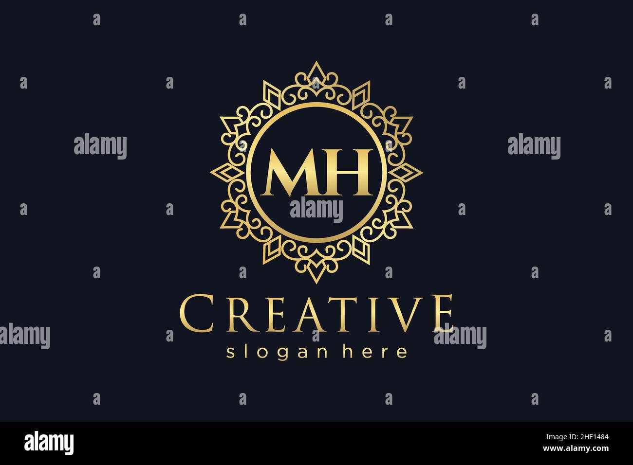 MH lettre initiale de luxe calligraphique féminine fleur dessinée à la main heraldique monogramme ancien style vintage de luxe logo design Premium Illustration de Vecteur