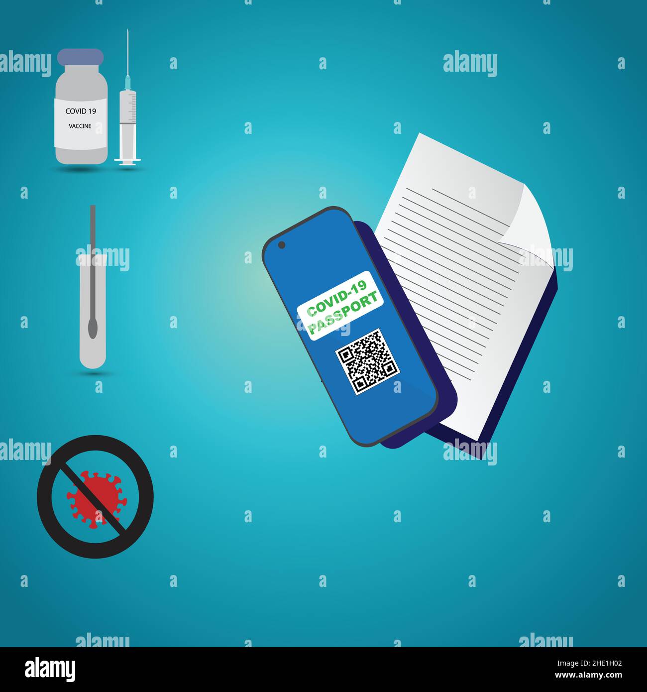 Certificat covid au format papier ou numérique européen Illustration de Vecteur