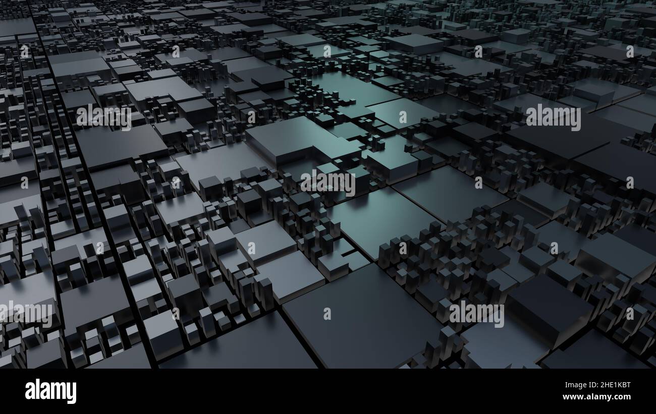Arrière-plan abstrait des cubes noirs et gris, rendu 3D Banque D'Images