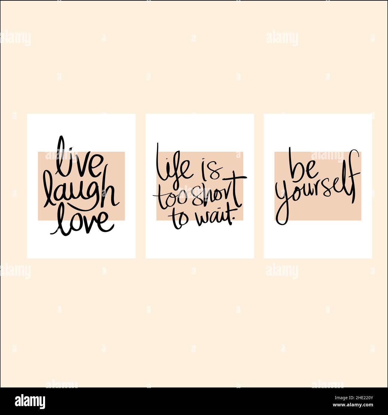 Soyez vous-même, la vie est trop courte pour attendre, rire en direct amour devise affiche ensemble.T-shirt imprimé décoratif, style de vie. Illustration de Vecteur Soyez vous-même, la vie est trop courte pour attendre, rire en direct amour devise affiche ensemble.T-shirt imprimé décoratif, style de vie. Illustration de Vecteur