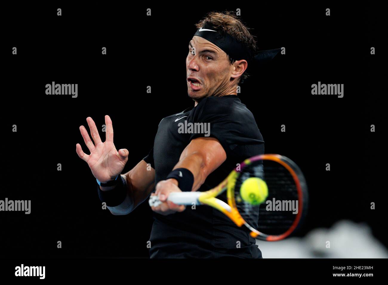 RAFAEL NADAL (ESP) en action lors de l'été 2022 de Melbourne, le samedi 2022 janvier, Melbourne Park Banque D'Images