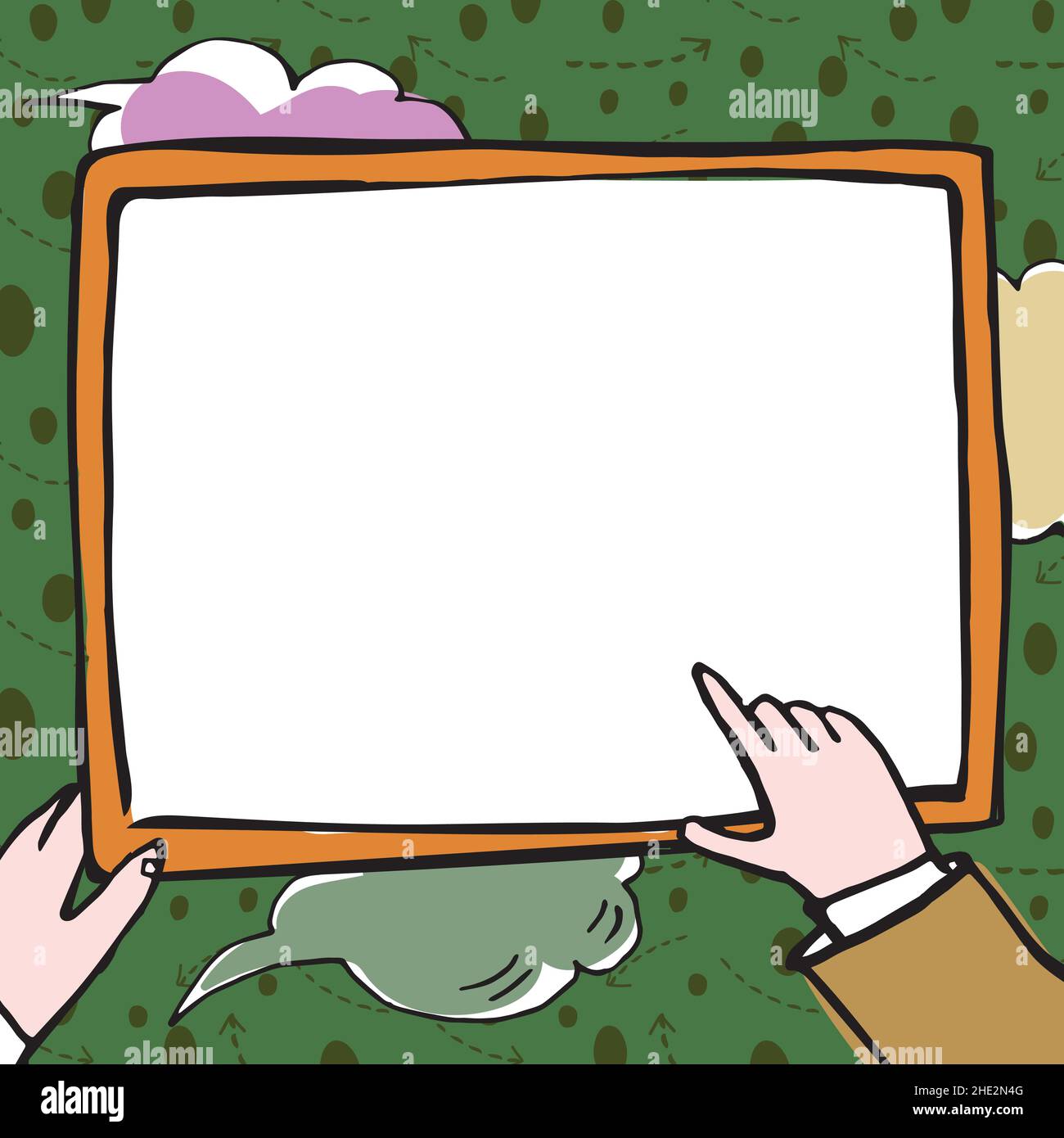 Mains tenant le papier montrant de nouvelles idées entouré de étoiles.Note sur le transport des paumes présentant les derniers plans.Affiche de mise en attente des bras affichant les informations récentes Illustration de Vecteur