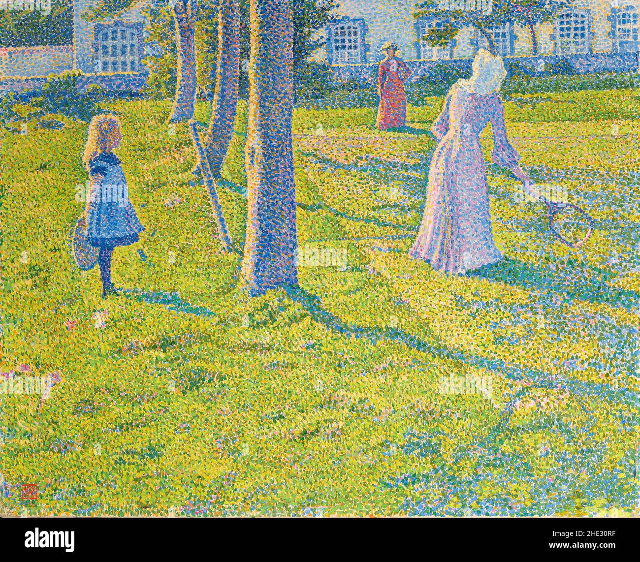 Dans Thuin ou le jeu de tennis par l'artiste belge Théo van Rysselberghe (1862-1926), huile sur toile Banque D'Images