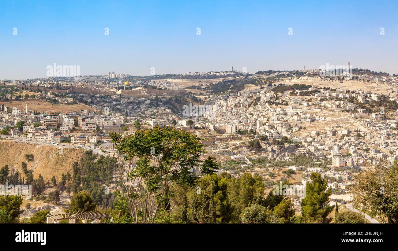 Vue panoramique sur la ville de Jérusalem, Israël Banque D'Images