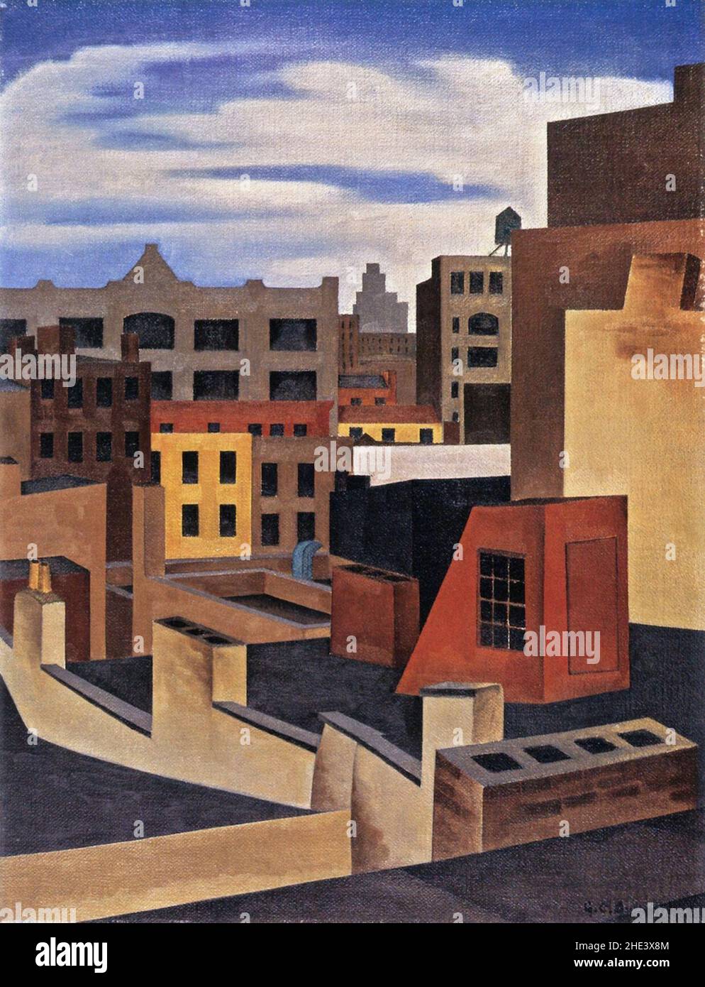 Toits.George Copeland Ault. Banque D'Images