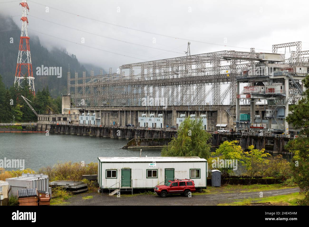 Bonneville Lock & Dam ; Columbia River sur les frontières de l'État de Washington et de l'Oregon ; États-Unis Banque D'Images