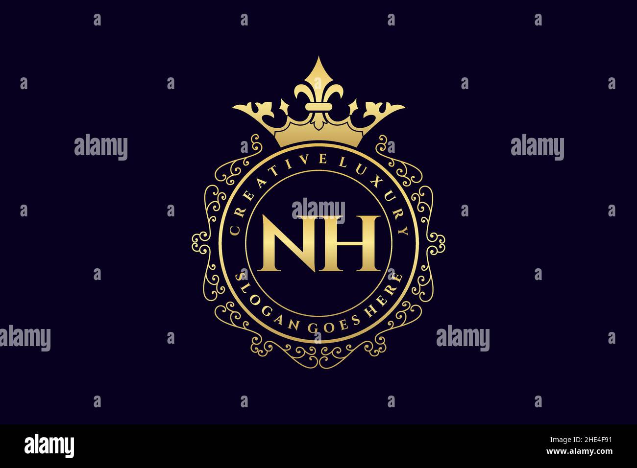 NH initial lettre Luxury calligraphique féminin floral dessiné à la main heraldic monogramme ancien style vintage luxe logo design Premium Illustration de Vecteur