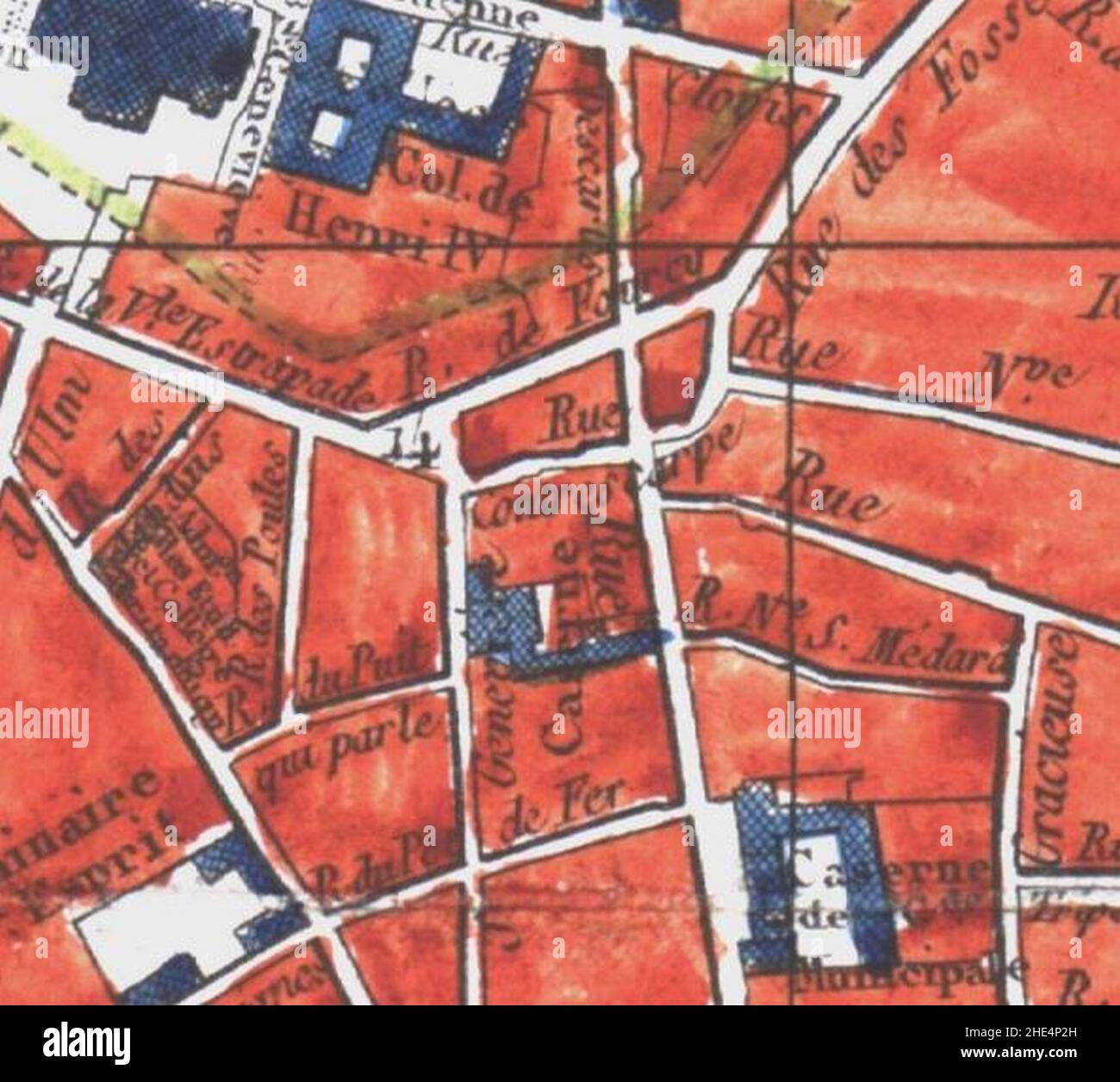 Rue Contrescarpe (saint Marcel) - Plan de Paris d'Ambroise Tardieu - 1839. Banque D'Images