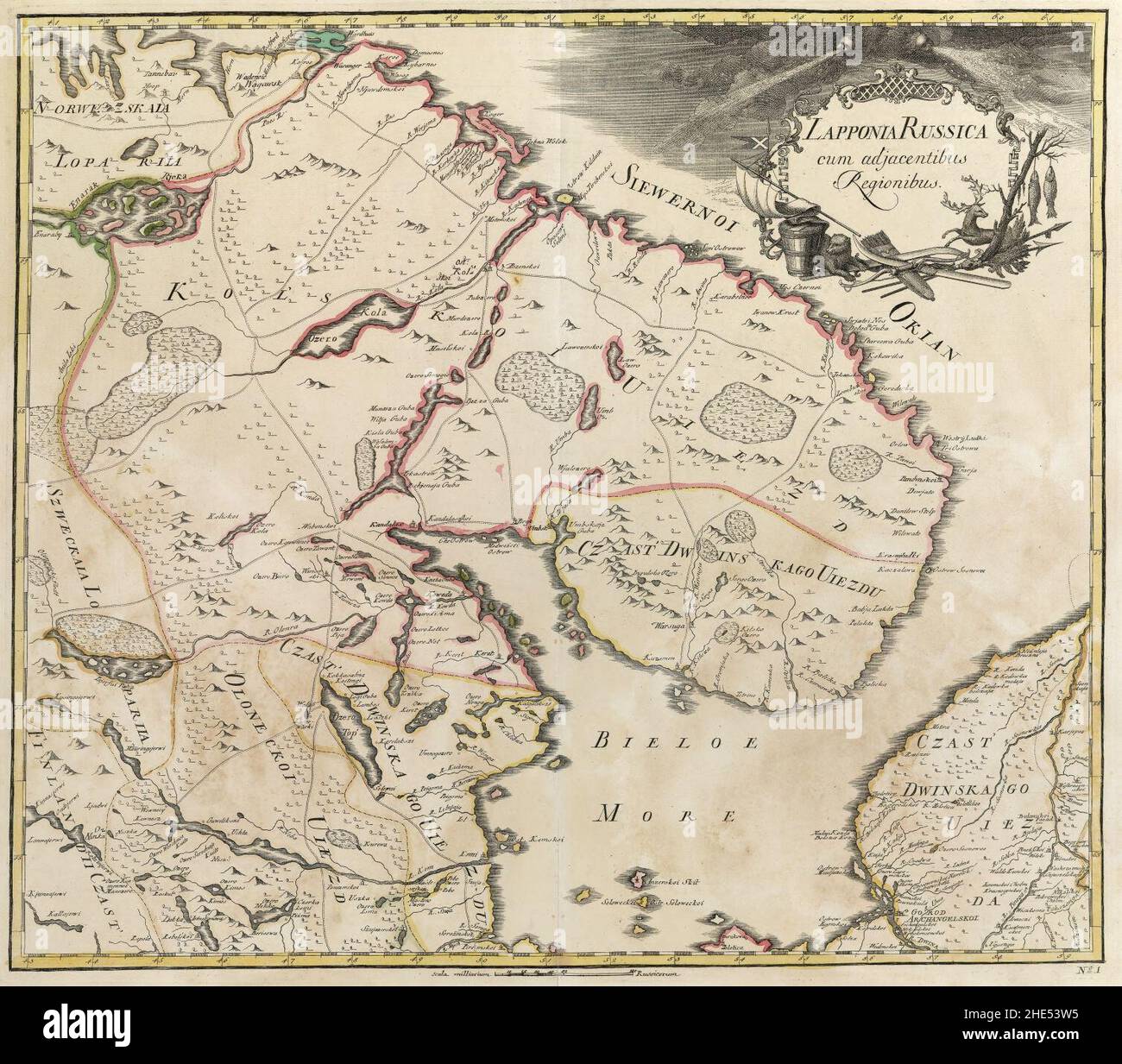 Empire russe 1745 (carte I en latin). Banque D'Images
