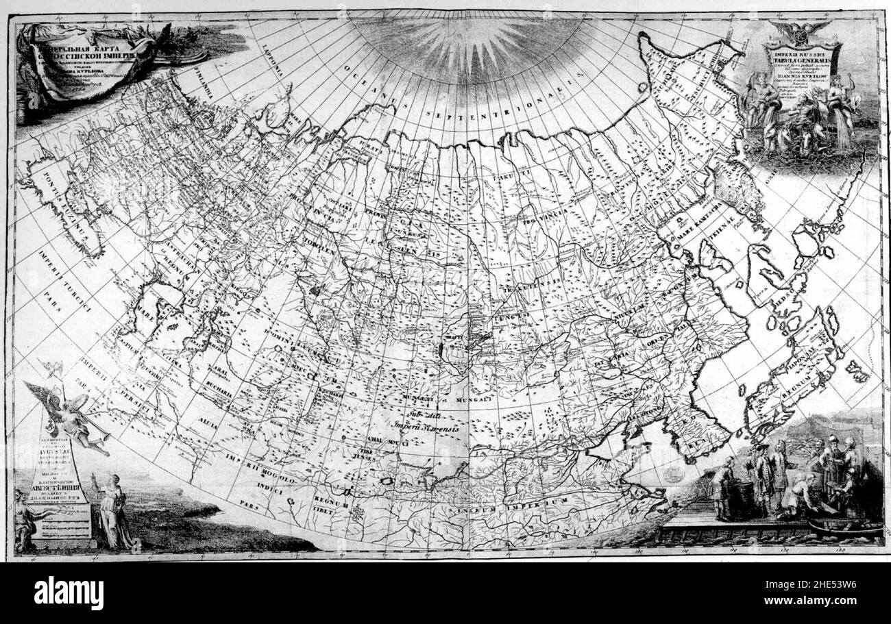 Empire russe 1734 carte générale. Banque D'Images