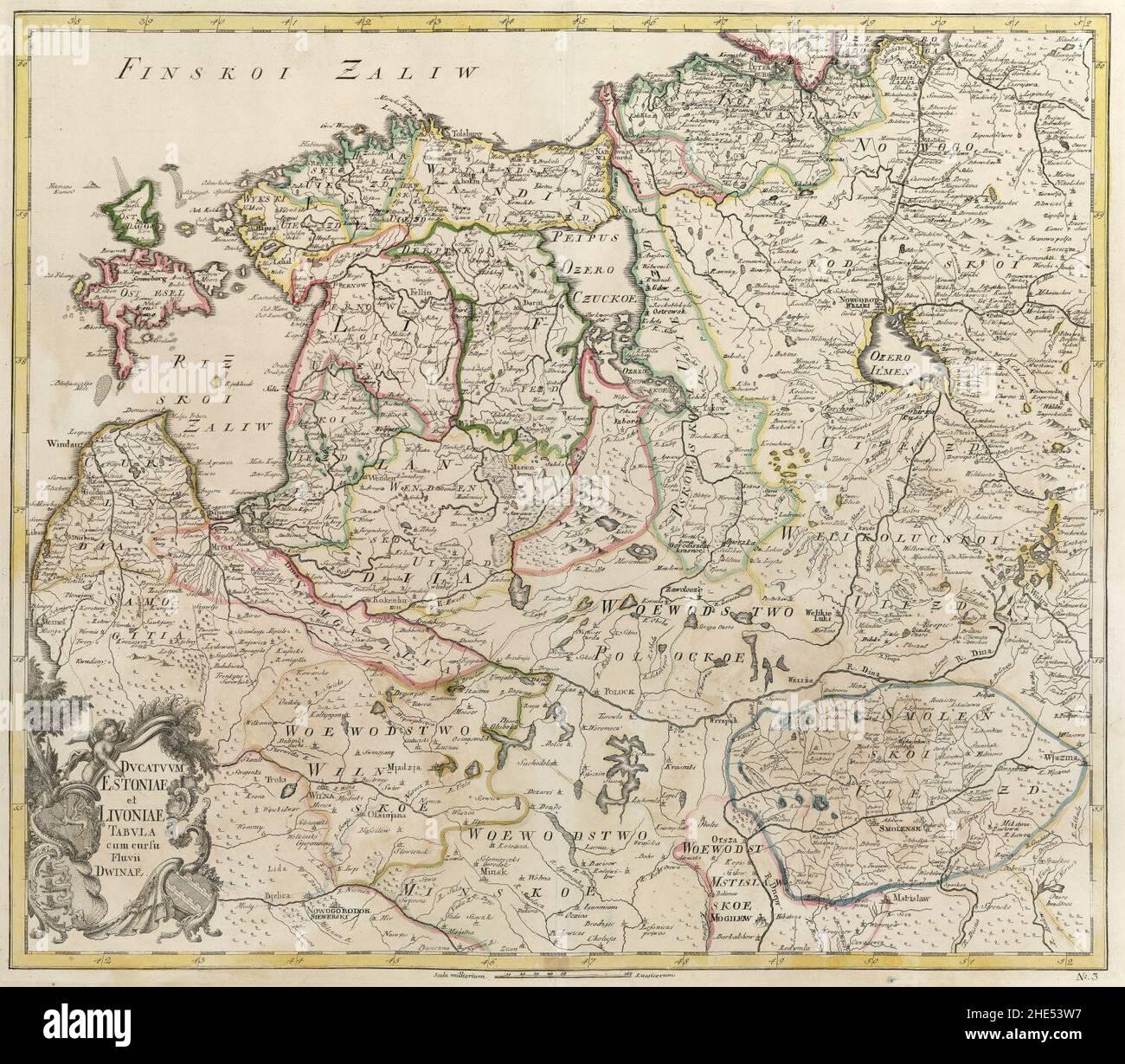 Empire russe 1745 (carte III en latin). Banque D'Images