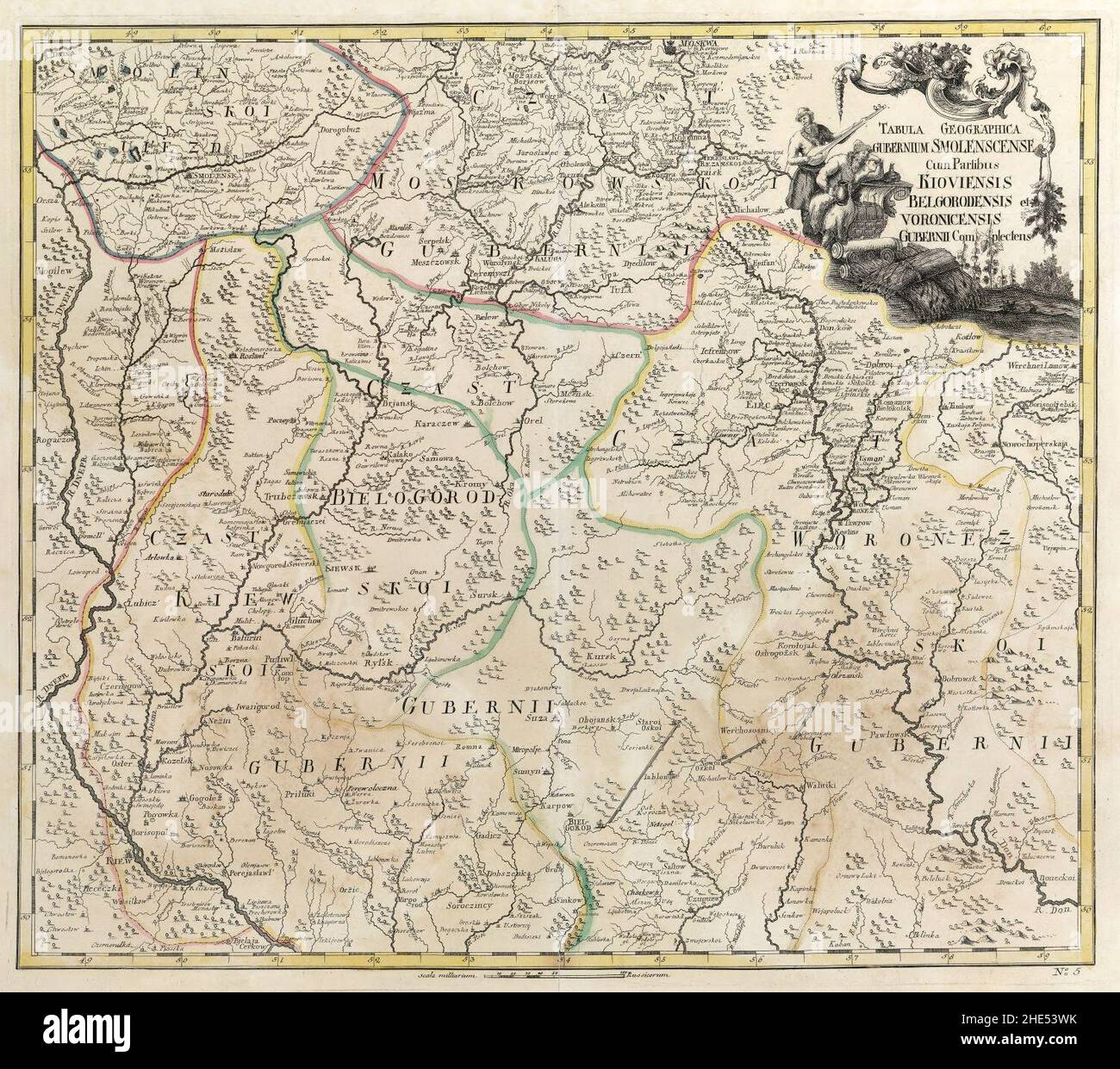 Empire russe 1745 (carte V en latin). Banque D'Images