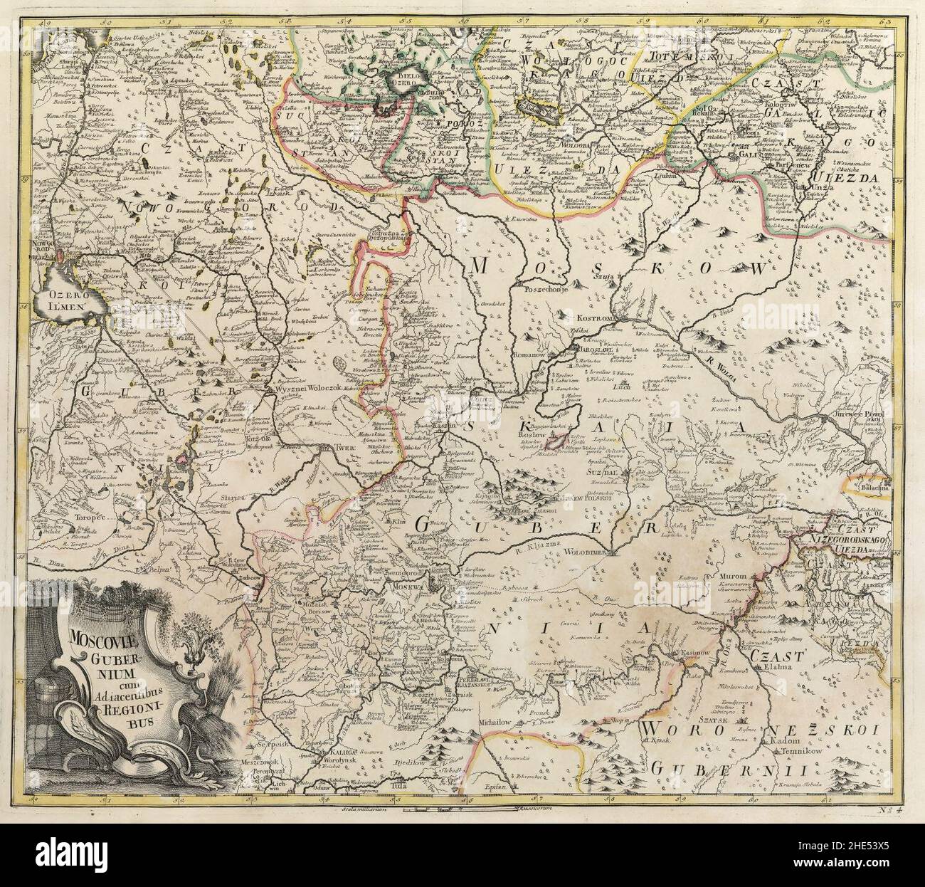 Empire russe 1745 (carte IV en latin). Banque D'Images
