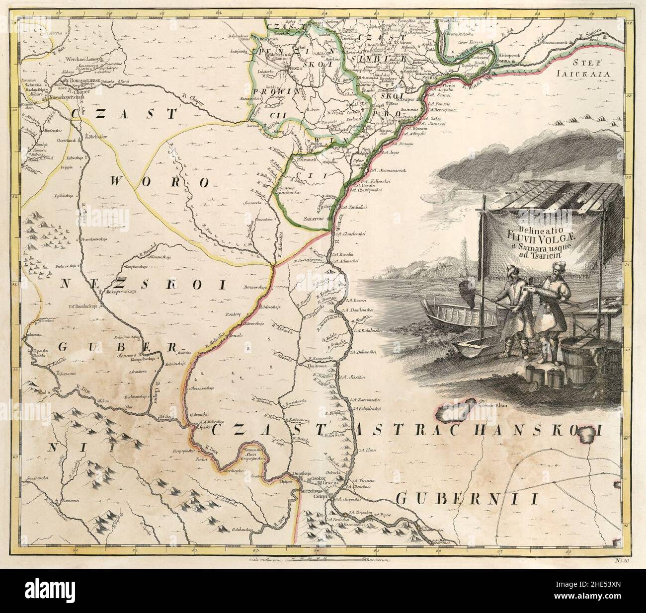 Empire russe 1745 (carte X en latin). Banque D'Images