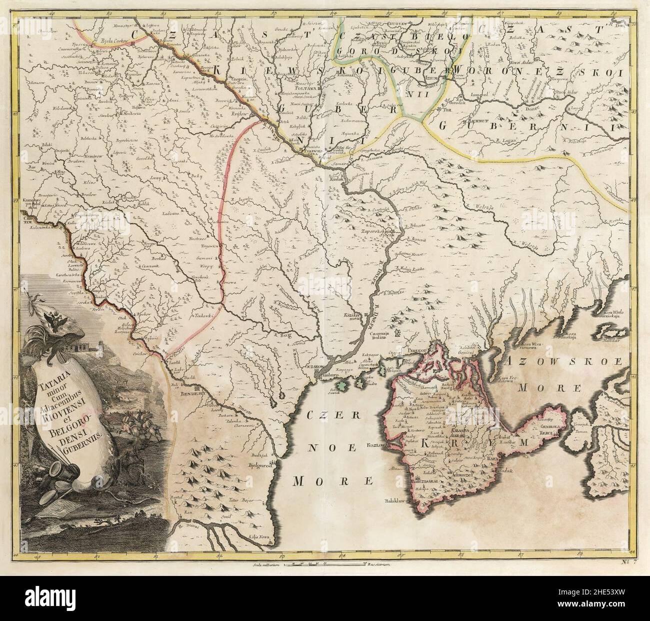 Empire russe 1745 (carte VII en latin). Banque D'Images