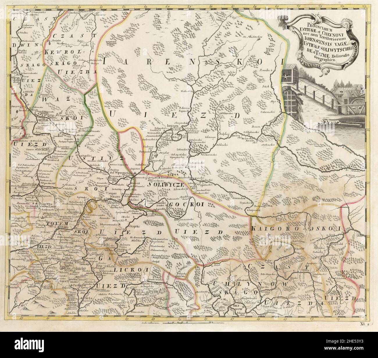 Empire russe 1745 (carte VIII en latin). Banque D'Images