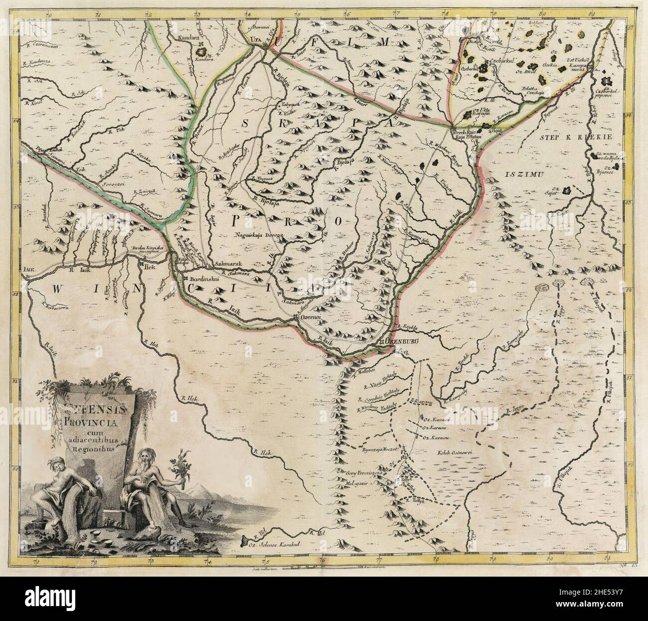 Empire russe 1745 (carte XIII en latin). Banque D'Images