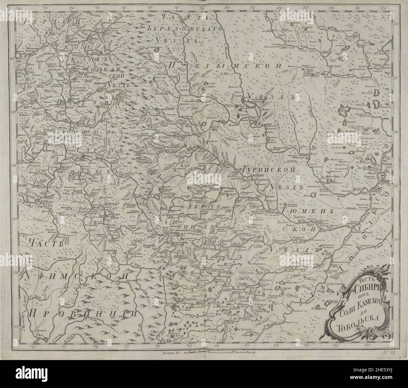 Empire russe 1745 (carte XII). Banque D'Images