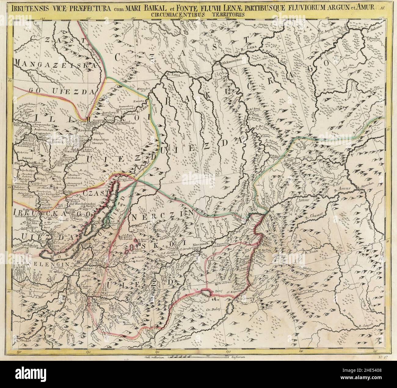 Empire russe 1745 (carte XVII en latin). Banque D'Images