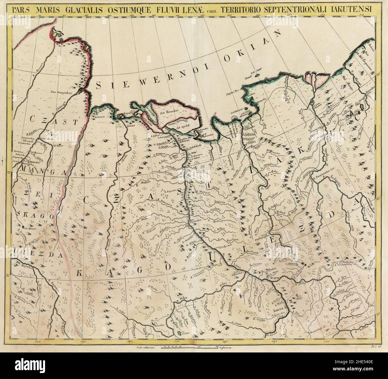 Empire russe 1745 (carte XVI en latin). Banque D'Images