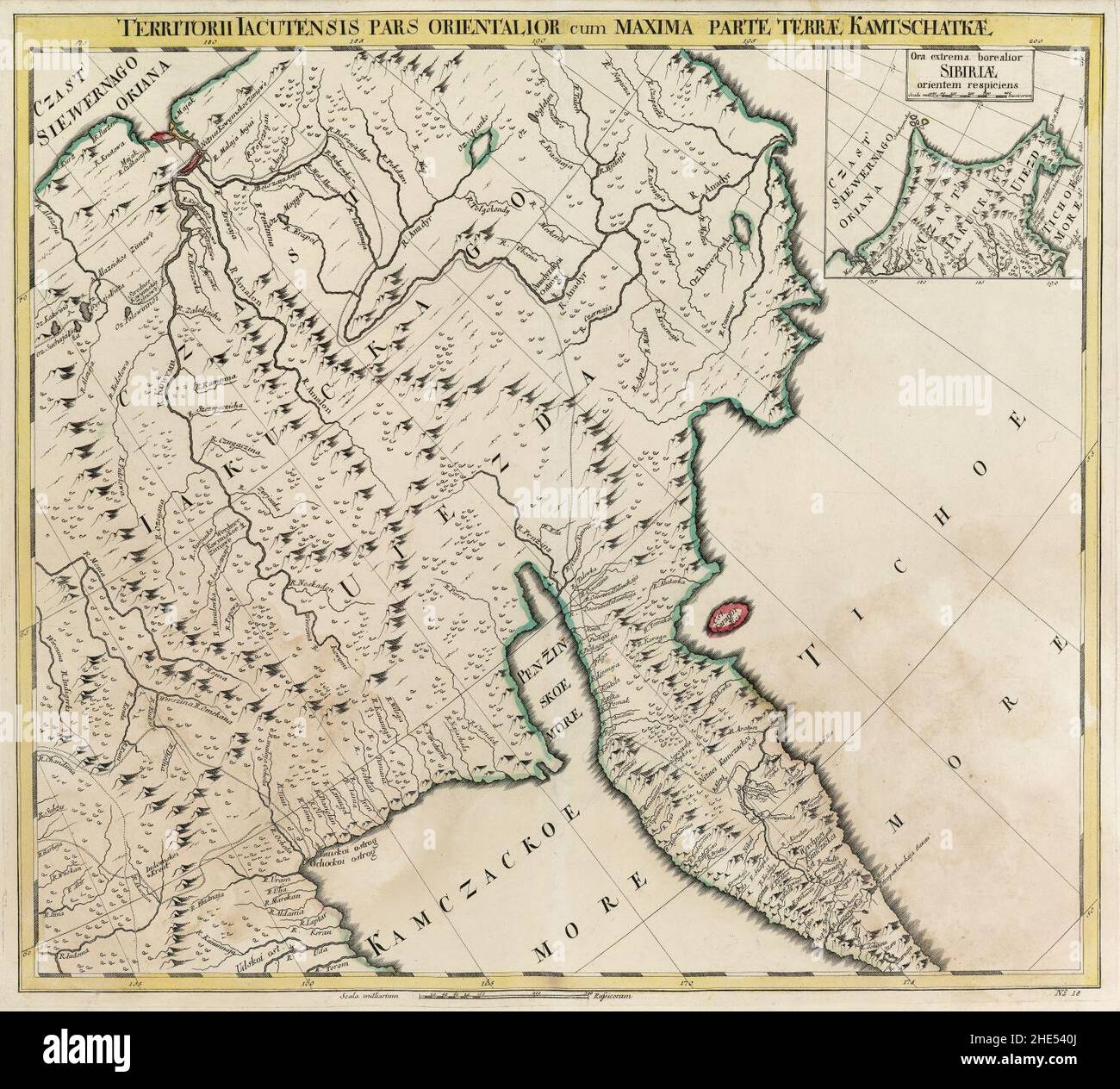 Empire russe 1745 (carte XVIII en latin). Banque D'Images