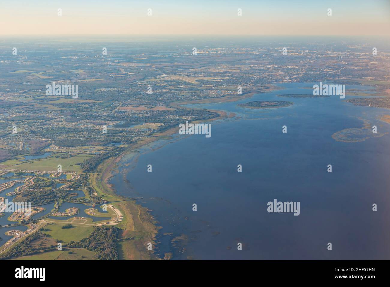 Vue aérienne du paysage urbain d'Orlando le matin, Floride Banque D'Images