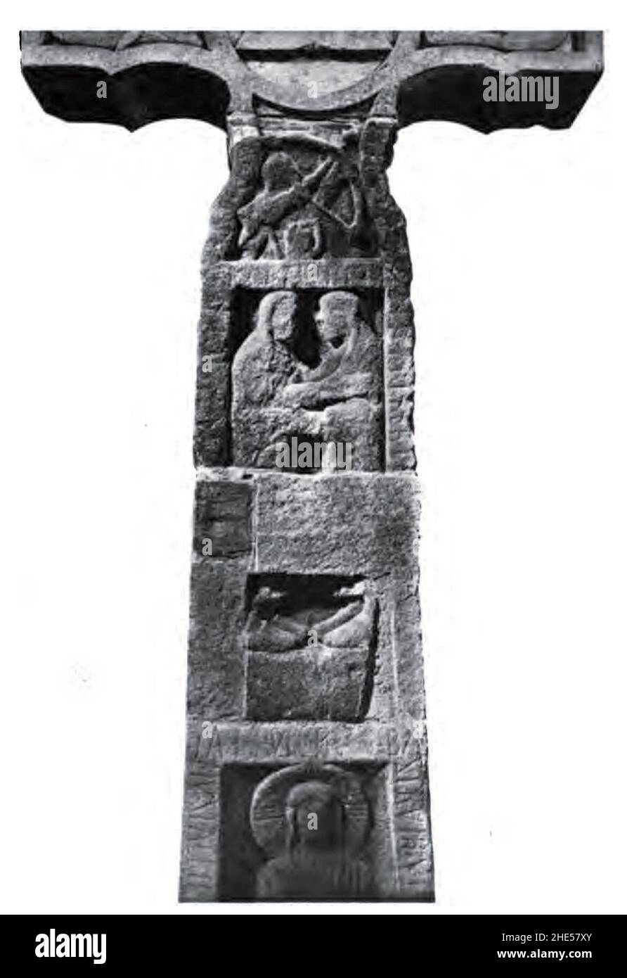 Ruthwell Cross, face sud, Visitation. Banque D'Images