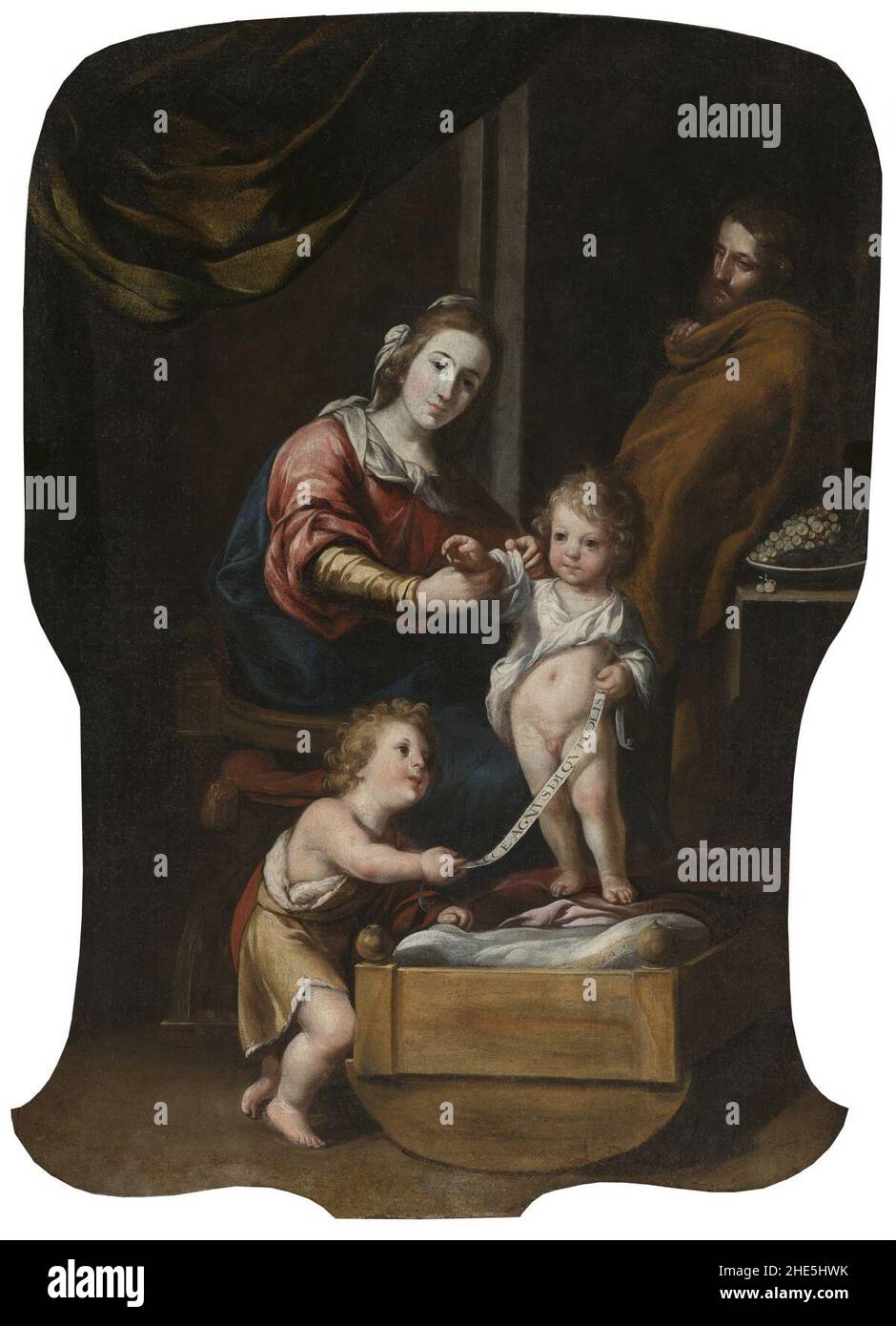 Sagrada Familia con San Juan Niño.Obra anónima del siglo XVIII Banque D'Images