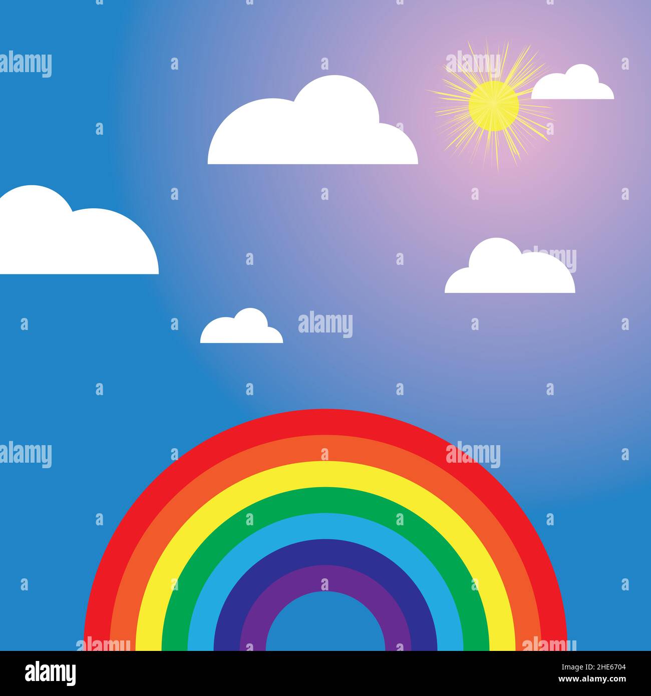 Arc-en-ciel de couleurs avec des nuages, avec Gradient Mesh, Vector Illustration Illustration de Vecteur